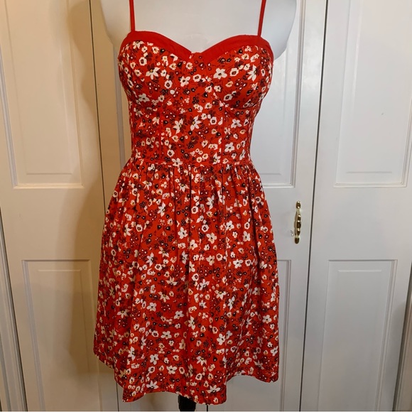 BOG Collective Red flower Print dress NWOT Size:L - Picture 1 of 5